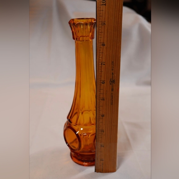 Vintage 1970's MCM Wheaton Glass Amber Bullseye 9" Vase - Picture 5 of 6